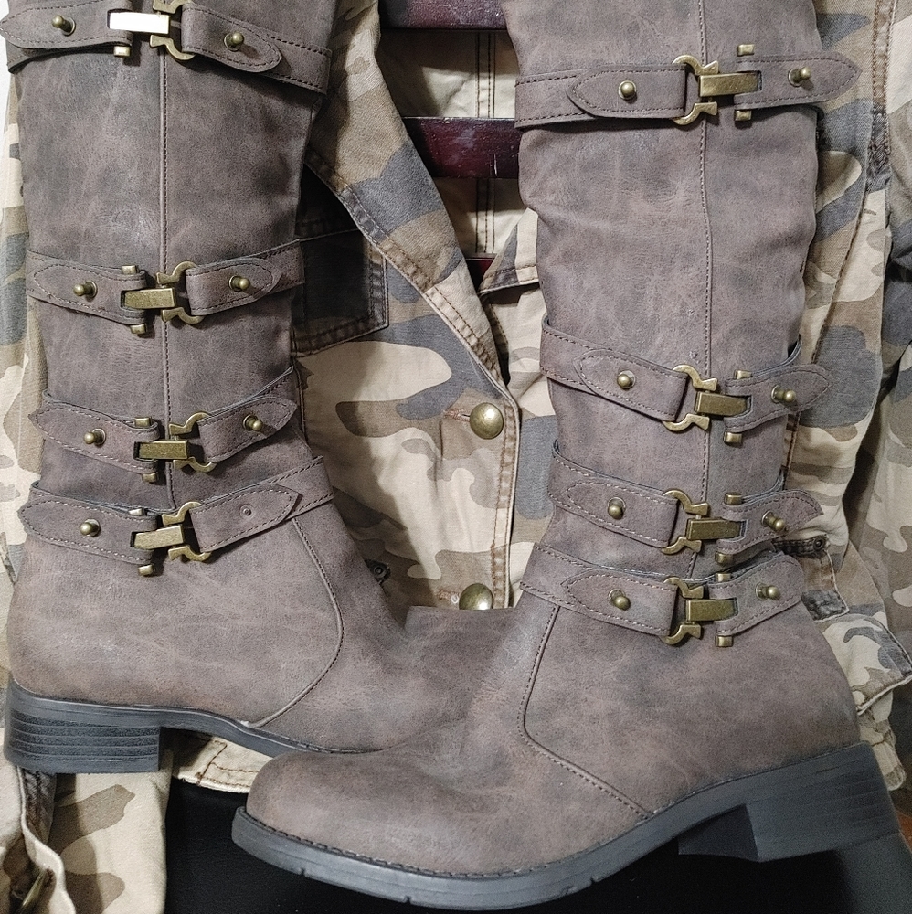 NWT OVER THE KNEE BROWN BOOTS w2ßzzx11W/BUCKLES